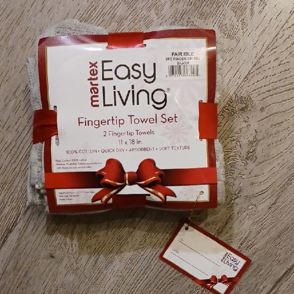 NWT Martex Easy Living Soft Gray Silver Fingertip Towels Set Of Two